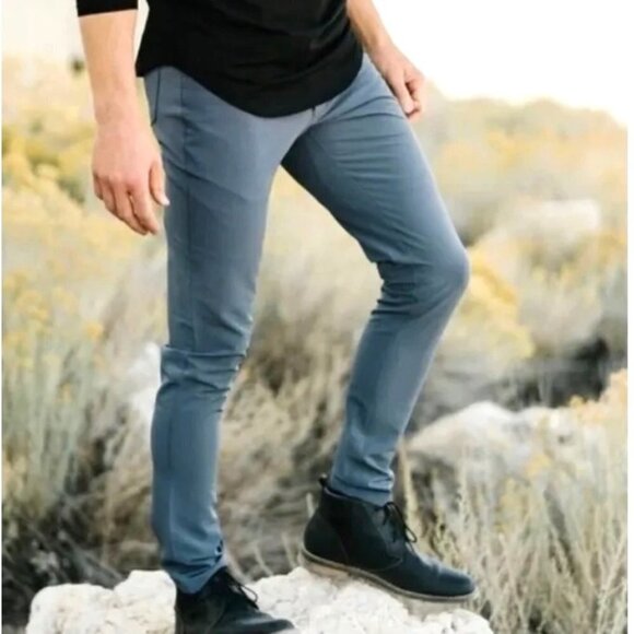 NEW! ZYIA Active Men's Light Gray Office Chino 33" Pants Size L Large Pockets - Picture 1 of 12